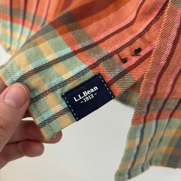 L.L. Bean Button Down Shirt Mens S Plaid Slightly Fitted Organic Cotton Gorpcore - Picture 6 of 8